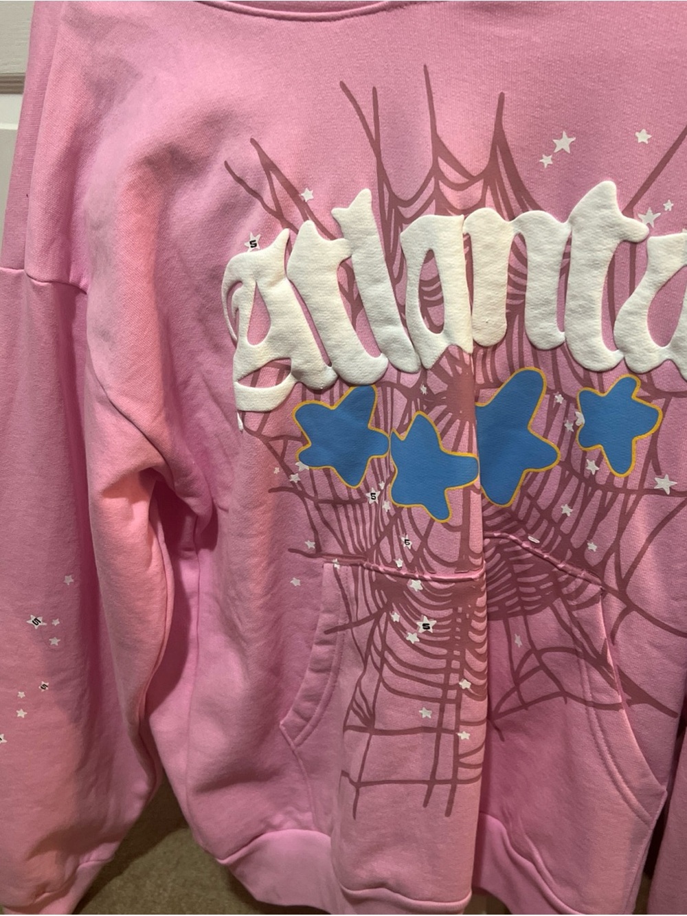 Pink Graphic Pullover with Blue Stars